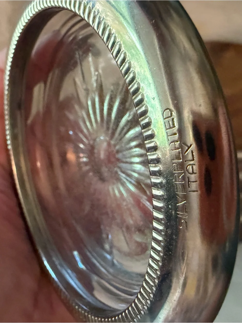 Glass and Silver Plated Starburst Coasters - Set of 4
